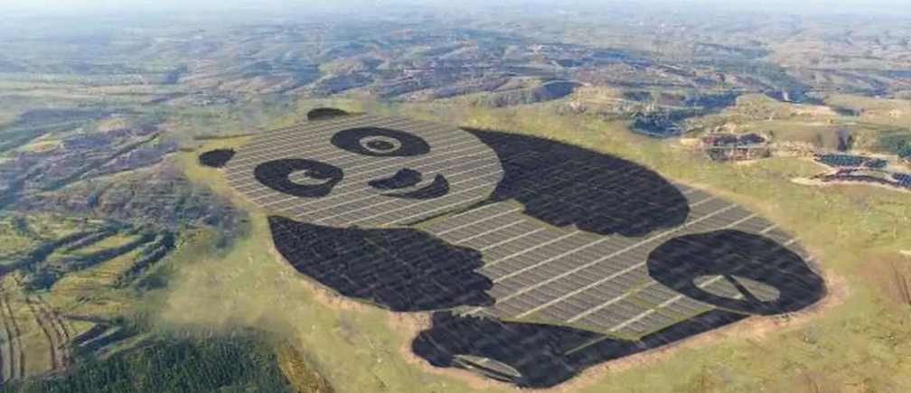 China ha construido una planta de energía solar con forma de panda